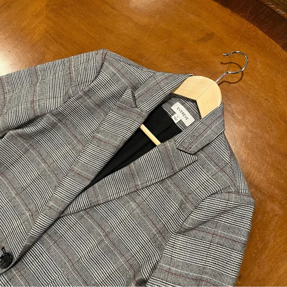 Evereve Dawson Plaid Blazer Grey Multi Small Careerwear Office Button‎ Front